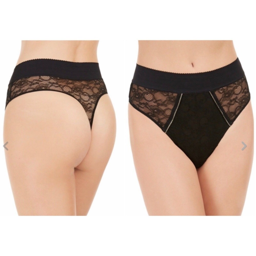 INC Int'l Concepts‎ Womens Size S Black Lace High-Waist Thong Underwear NWT